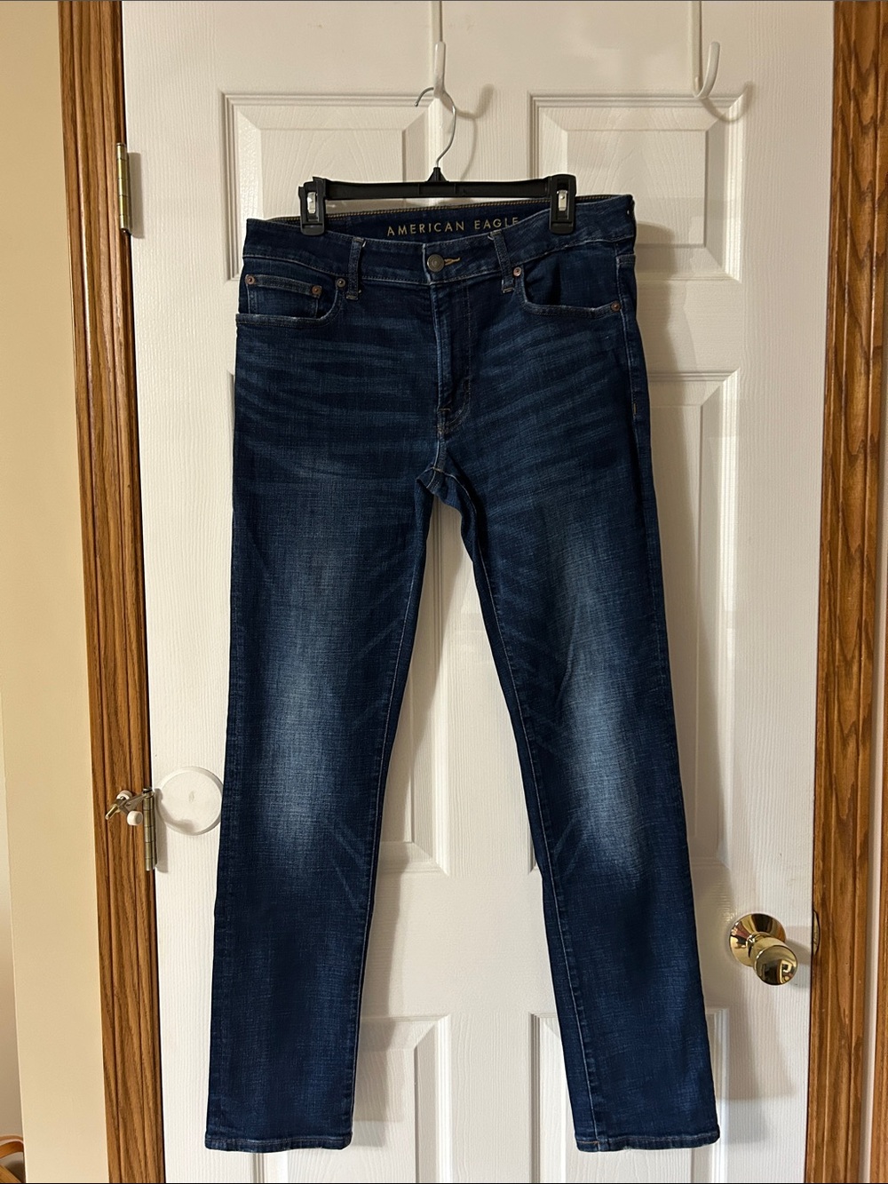 American Eagle Outfitters Men's Dark Blue Next Level Flex Slim Straight Jeans